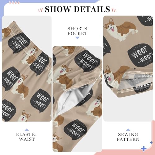 Cute Corgi Dog Woof Boys Long Pants Soft Trousers Elastic Waist Kids Lounge Bottoms with Pockets S-XL4