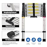 Panana Telescopic Ladder, 4.4m/ 14.4ft Stainless Steel Extension Ladder, Collapsible Portable Loft Ladder with Non-Slip Feet, Adjustable Height Step Ladder for Home Outdoor Use - Image 2