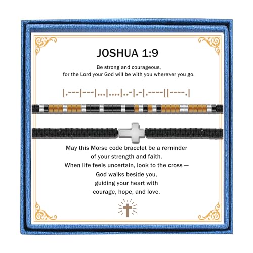 Set de 2 pulseras hombre Joshua 1:9 versículo Biblia miniatura 1