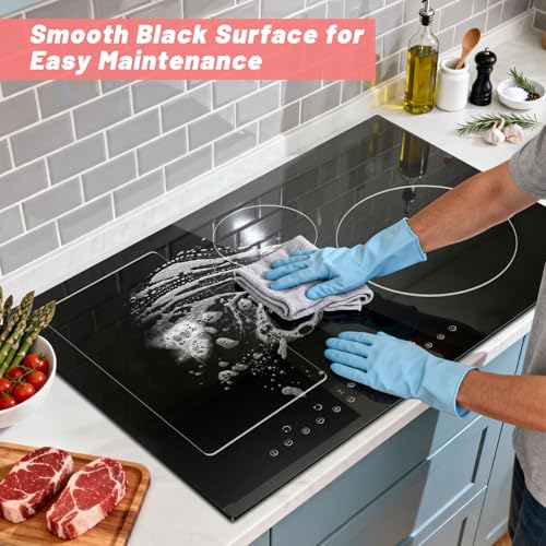 Image of Noxton 30 Inch Induction Cooktop, 4 Burners Electric Cooktop, Upgraded Induction Stovetop with Flex Zone, Power Boost, Pause, 9 Power Levels, Child Safety Lock, Timer, 220-240V Hard wire