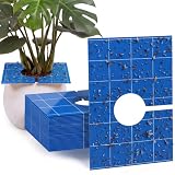 Mysora 50 Pack Pre-cut Adhesive Sheets 3 x 5 Inch Dual Sided Sticky Paper with Center Hole for Indoor Outdoor Plant Use (Blue)