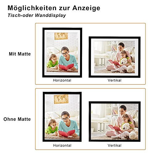 30x40cm Picture Frame with 14x11 Mount, Wooden 12x16 Frames Featuring Clear Acrylic Glass for Table and Wall Mounting, Perfect for Portrait, Home, Officee, Black - Image 2