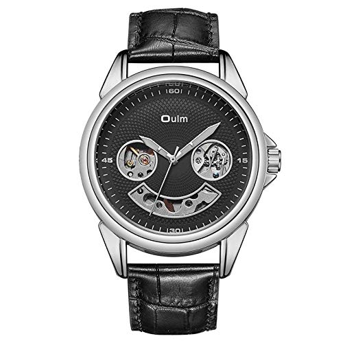 Preisvergleich Produktbild Herrenuhren,Herren Hohlboden Zifferblatt Automatische Mechanische Uhr Uhr Lederarmband Uhr Silber Schwarz