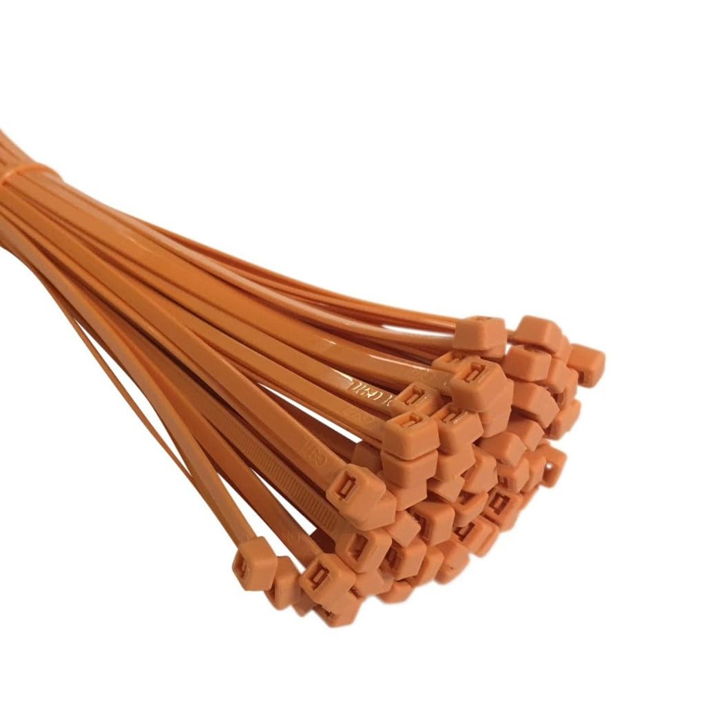Ukcable-Ties Orange Cable Ties 140Mm X 3.6Mm Black Natural/White Coloured Strong Nylon Zip Ties (200, )