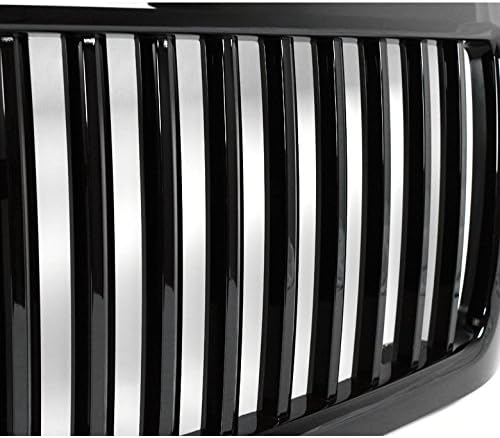 For Chevy Silverado 1500 Vertical Style Front Upper Hood Grille - Gloss Black