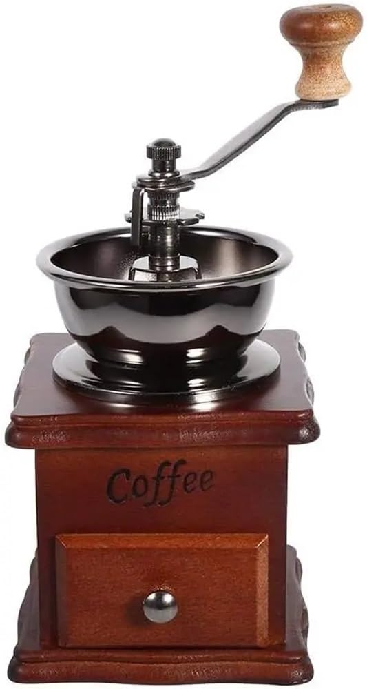 Klassische Retro-Kaffeebohnenmühle, Holz, Handkurbel, Kaffeemaschine, professionelle Barista, Zuhause, Kaffee-Zubehör, dunkel