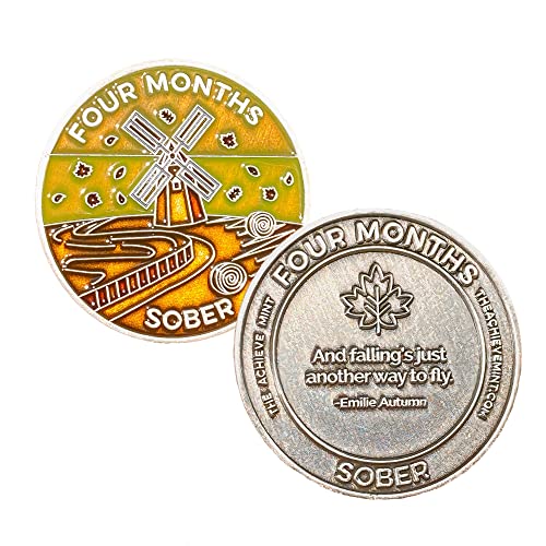 Image of The Achieve Mint 4 Months Sober Token | Four Month Sobriety Chip | Non-AA, Non-Religious Medallions for Men and Women Celebrating Sobriety