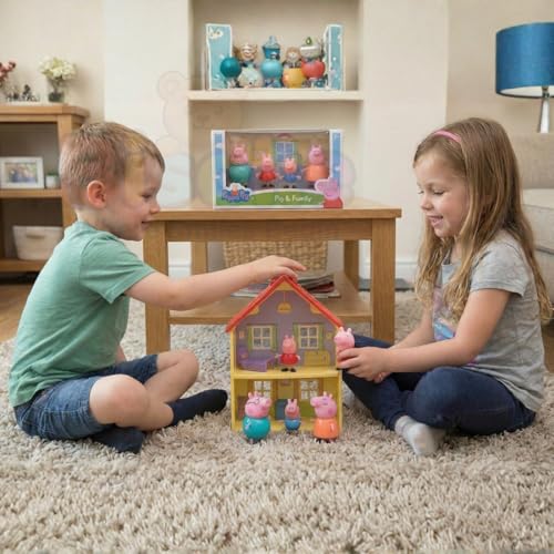 Image of Peppa Pig Family Toys Set of 4 - George, Mummy Pig, Daddy Pig & Grandparents | Movable Cartoon Figures Dollhouse & Car Play Set | Kids Toy for Boys & Girls 2+ Years | Birthday Return Gift