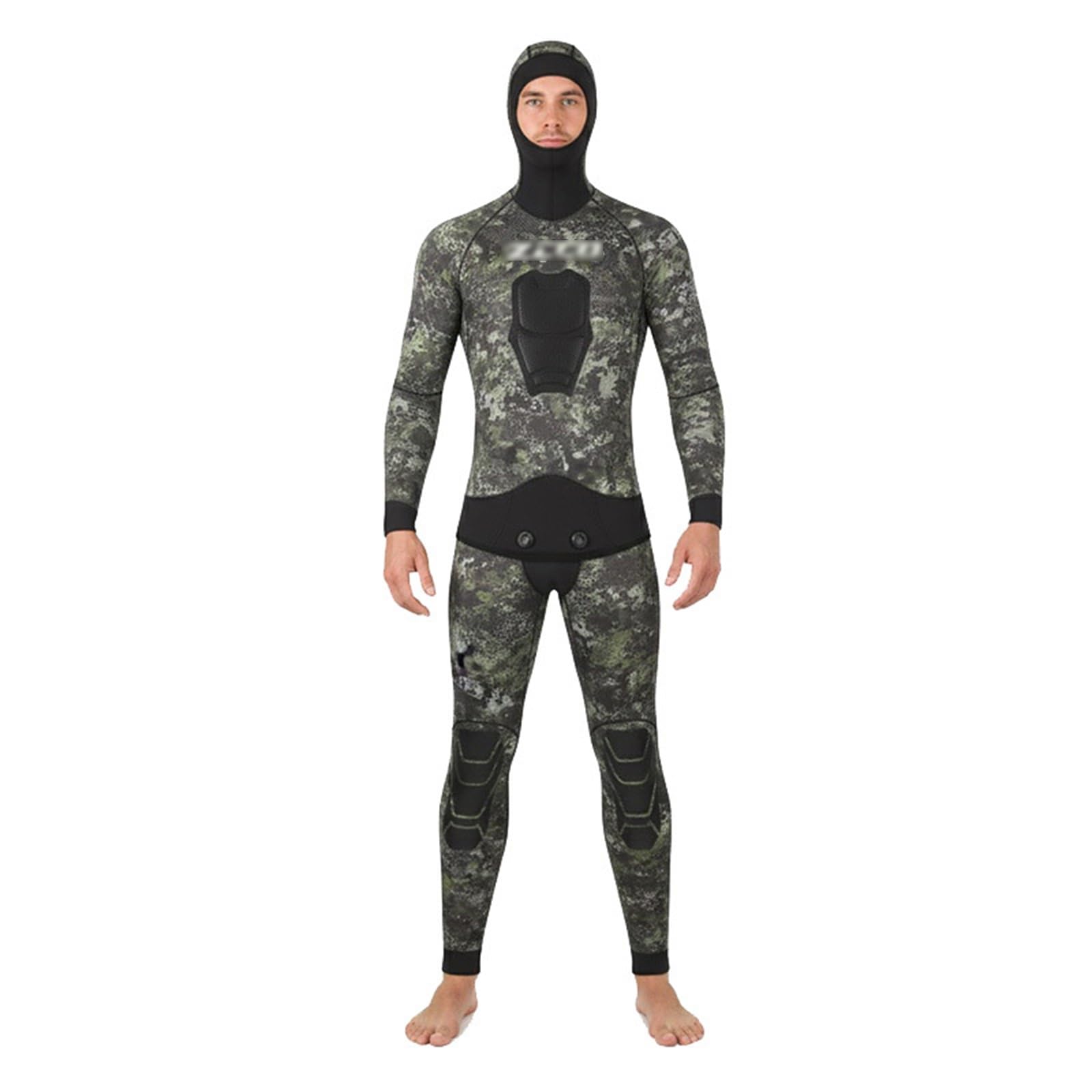 Muta Mimetica Da 3,5 Mm Con Cappuccio 2 Pezzi A Maniche Lunghe Set Da Caccia E Immersione Con Protezione Pettorale Per Immersioni In Acque Fredde