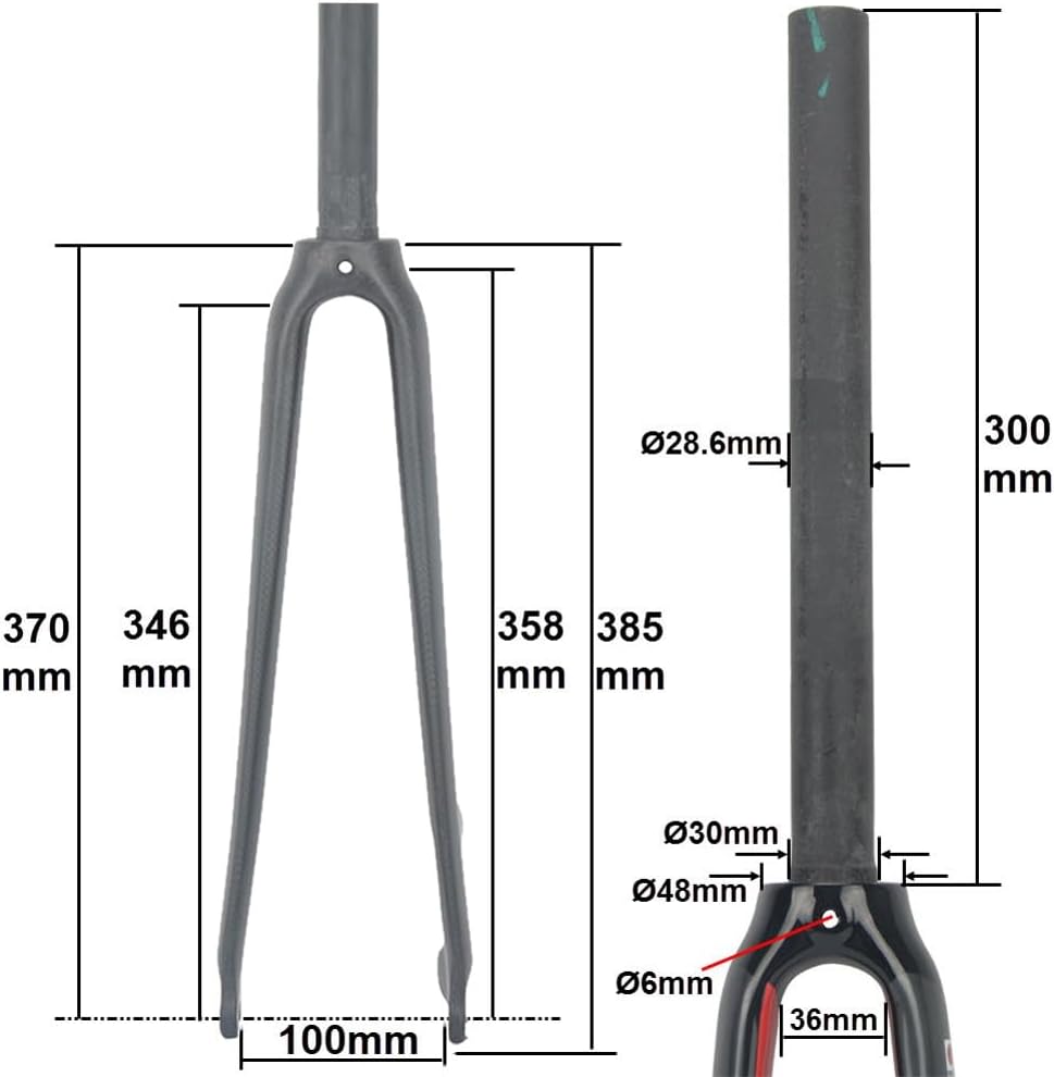700C Road Bike Rigid Fork Carbon Fiber Disc Brake Front Fork 1-1/8'' Straight Threadless Quick Release Fork