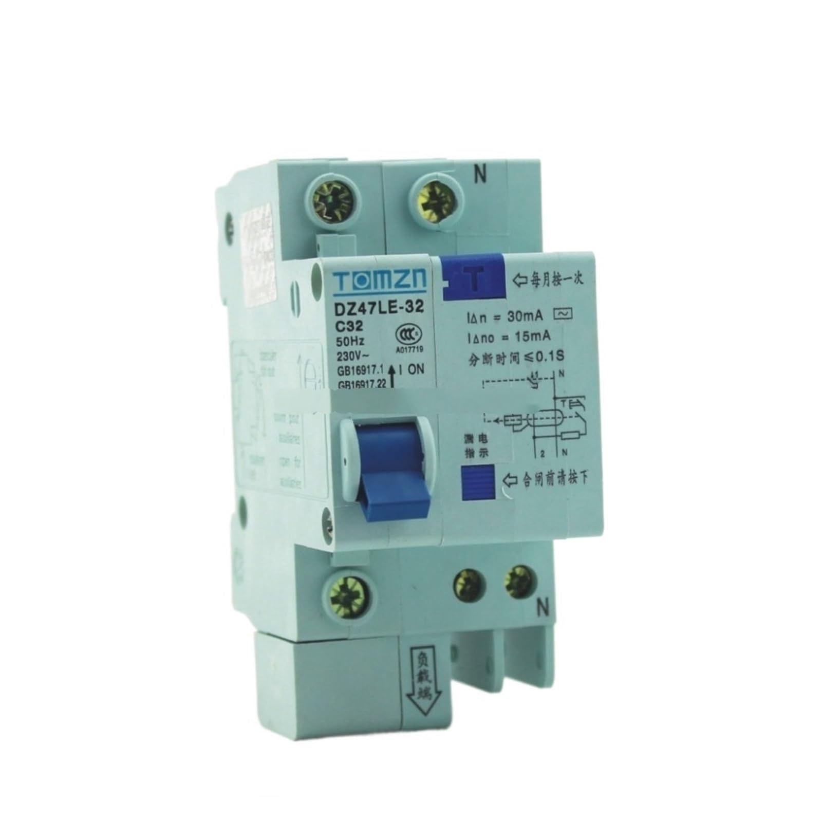 Disyuntor de corriente residual DZ47LE 1P+N 32A 230V automatico magnetotermico