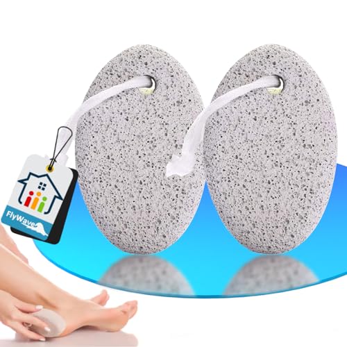 FlyWave Pietra Pomice Naturale per Piedi e Mani, Esfoliante e Rimozione Calli, Pietra per Pedicure, Set di 2 Pezzi, Multifunzione per Cura della Pelle