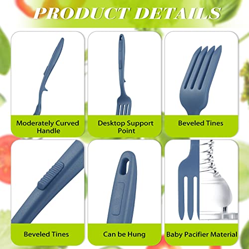 Mixweer 2 Pcs Silicone Flexible Fork 11.6 Inch Silicone Heat Resistant Cooking Fork Large Kitchen Non Stick Spork Ultimate for Mix Ingredients, Mash Food, Whisk Eggs, Baking(Blue Series) by Mixweer - Image 2