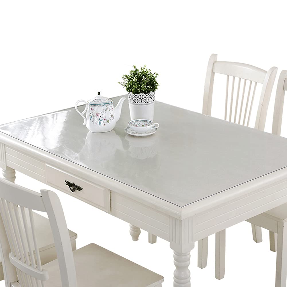 DongBao Protector de Mesa Transparente de 2 mm de PVC, Lavable, Mantel Transparente Rectangular