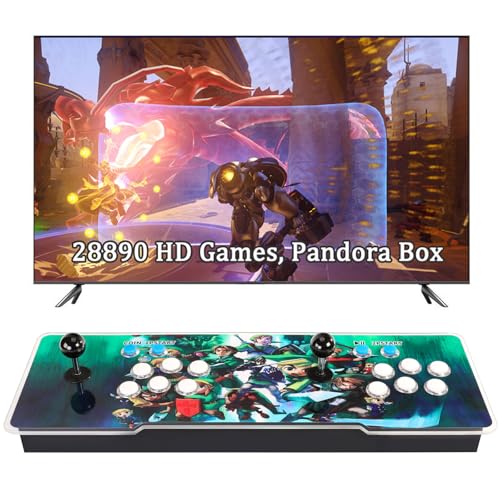 Hedlaoy 28890 Games 3D Pandora Box Arcade Game Console,Retro Video Game Machine for TV PC Projector, 1280x720 HD Output,Search/Save/Hide/Pause Games,Support 4 Players (28890 Games Green)