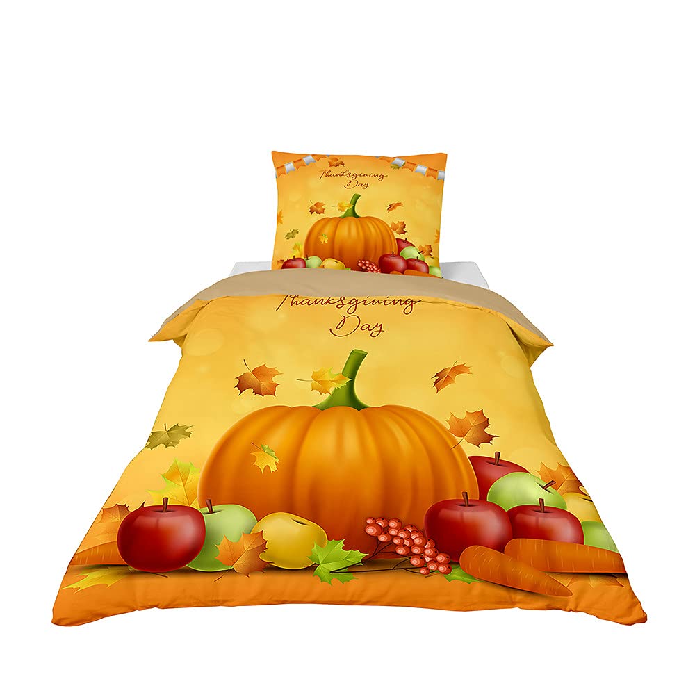 FANSU Children Baby Girls Boys Kids Duvet Cover Bedding Set 2 Piece, Nursery Easy Care Quilt Cover & Pillow Set for Toddler Cot Bed - 3d Pumpkin Print (apple,120x150cm+40x60cm)