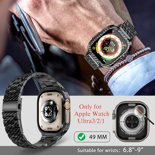 Image of MioHHR Stainless Steel Band and Case Compatible with Apple Watch Band 49mm
