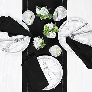 Solino Home Linen Table Runner 144 Inches Long - 100% Pure Linen Classic Hemstitch Black Table Runner 14 x 144 Inch for Dining, Wedding, Parties, Spring, Mothers Day, Easter Decorations Solino Home Linen Table Runner 144 Inches Long 100 Pure Linen Classic Hemstitch Black Table Runner 14 x 144 Inch for Dining Wedding Parties Spring Mothers Day Easter Decorations