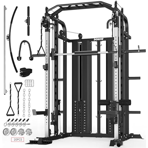 DONOW Smith Machine with Weight Stacks Home Gym System Cable Crossover
