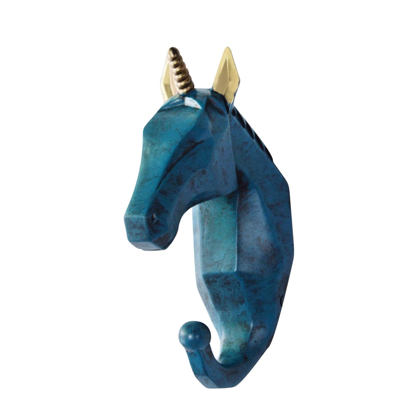 Ylwx Vintage Blue Creative Animal Clothes Hook, Non-Perforated Deer Head Decoration, Clothes Hook, Hat Hook, Key Rack Behind Door (Color : Size : Unicorn)