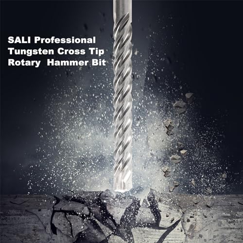 Image of SALI 10PCS 5 /8 inch*8 inch SDS Plus Rotary Hammer Drill Bit Concrete Drill Bit Kit Cross-Type Double Thread Carbide Material Suitable for Brick, Cement Walls, Stone, Hammer Drill Bits