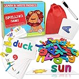 Toys for 3 Years Old Boys Girls See and Spell Matching Letter Games Learning Educational Toys Spelling Words Wooden Alphabet Preschool Learning Toy for 3 4 5 6 Years old Kid Birthday Gift Xmas Present