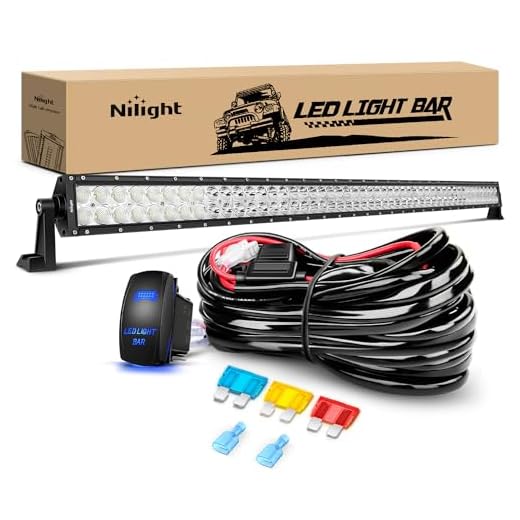 Nilight 52Inch 300W Spot Flood Combo Led Light Bar Off Road Driving Lights Boat Lights Fog Light 12V On/Off 5 Pin Rocker Switch Power 14AWG Wiring Harness Kit-1 Lead for Trucks,2 Years Warranty