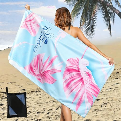 LANHUIYY Ręcznik plażowy z mikrofibry, duży ręcznik plażowy, odporny na piasek, ultra miękki, damski ręcznik plażowy, szybkoschnący, ręczniki plażowe i basenowe, 160 x 80 cm. (L006)