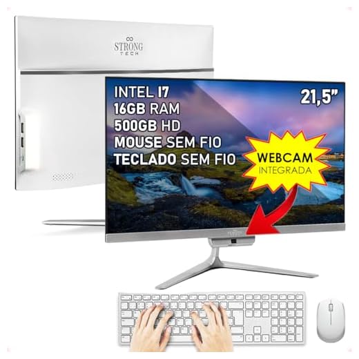 Computador Completo All In One Intel Core i7 21,5" Full HD 16GB HD 500GB 4 Núcleos Super Turbo Hdmi Teclado e Mouse