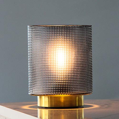 MJ PREMIER Battery Operated Table Lamps, Glass Cordless Lamp for Bathroom, Battery Night Lights with Timer, Battery Powered Table Lamp, Room Decor for Bedroom/Dining Room/Gifts (Grey)