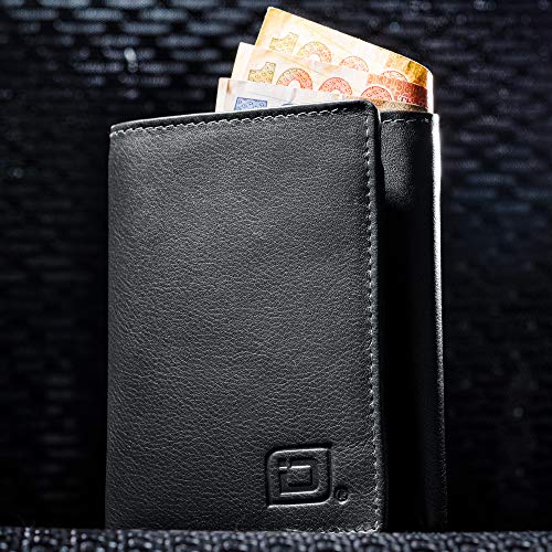ID Stronghold Men's Leather Trifold Wallet - RFID Blocking - Black Wallet with Gift Box3