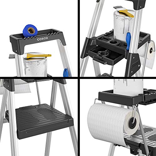 COSCO 20502ABL1E Signature Series Step Ladder, 5ft, Aluminum