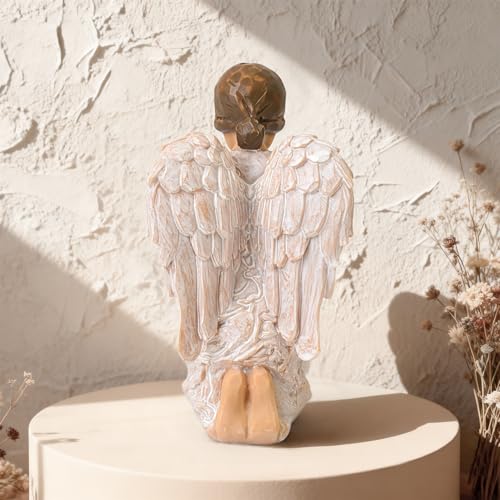 Image of Praying Angel Figurines, Baptism Gift for Girls, Hand-Painted Resin Statue