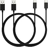 2 Pack - USB Type C Data&Charger Cable Cord Wire for Cricket ZTE Grand X 4 X4 Z956, ZTE Blade V8 Pro (Black - 6 feet)