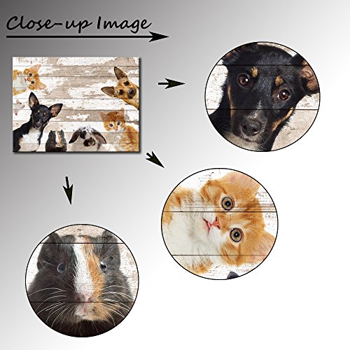 Cute Animals Canvas Wall Art Vintage Dog Cat Mouse Rabbit Hamster Picture Painting Print On Canvas Modern Home Decoration Framed And Stretched For Baby Room Kids Room Ready To Hang 16"X20" #TOP5