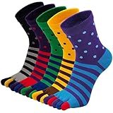 ZAKASA Men’s Toe Socks Cotton Five Finger Crew Socks Athletic Running Socks 5 Pairs
