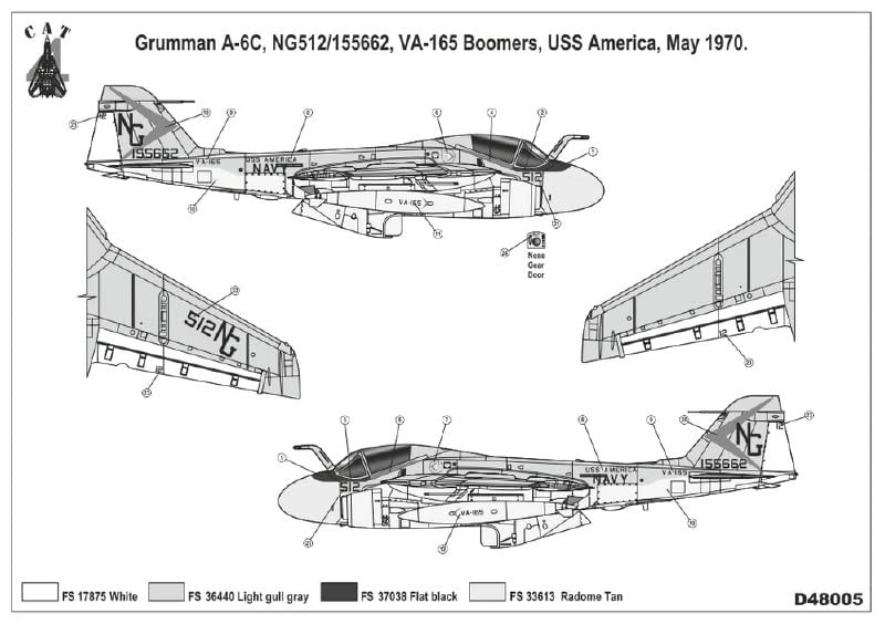 A-6C Intrusor Trim Kit de maqueta 1/48 CAT4 D48005 accesorios 3