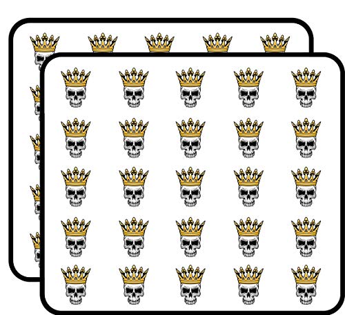 50 PCs Skull with Grand Gold King Crown 1" Stickers Decals Laptop Notebook Phone Waterproof Vinyl Trendy