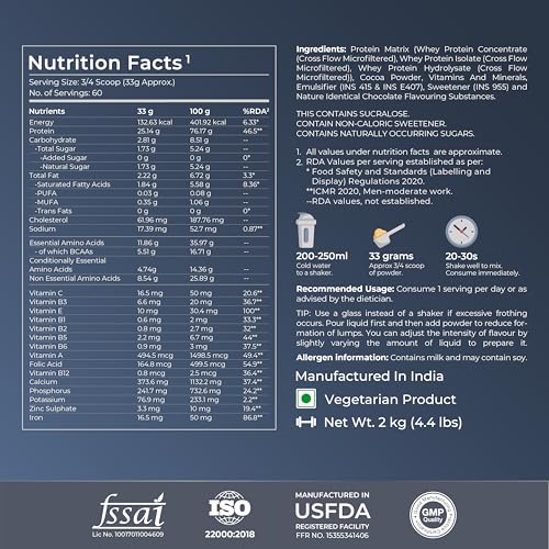 Image of Nutrabay Gold Tri Blend Whey Protein Powder - 2kg, Rich Chocolate Creme | 25g Protein, 5.5g BCAA | Concentrate, Isolate, Hydrolyzed Protein | Muscle Growth & Recovery | Gym Supplement for Men & Women