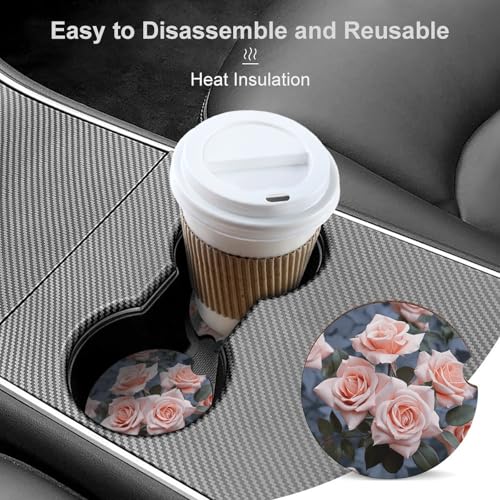 Posavasos para Auto con Flores, Juego x2, 2.6 in miniatura 4