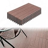 YINGXI 12x Terrassen Balkonfliesen Zusammenbaubar WPC Kunststoff Holz-Optik Garten klick-Fliese ca. 2m²(30x60cm/Stück, Braun)