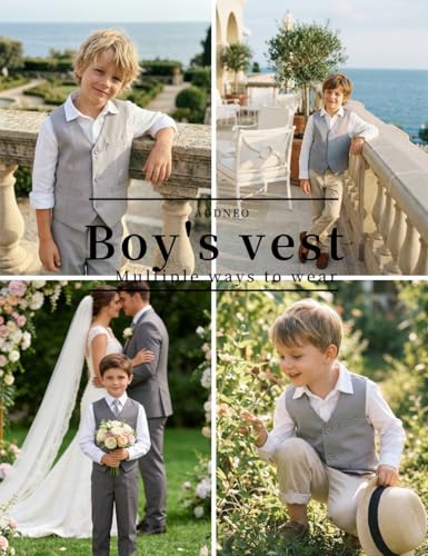 Image of Boys Formal Suit Vest Kids 3 Button Adjustable Back Strap Toddler Vests