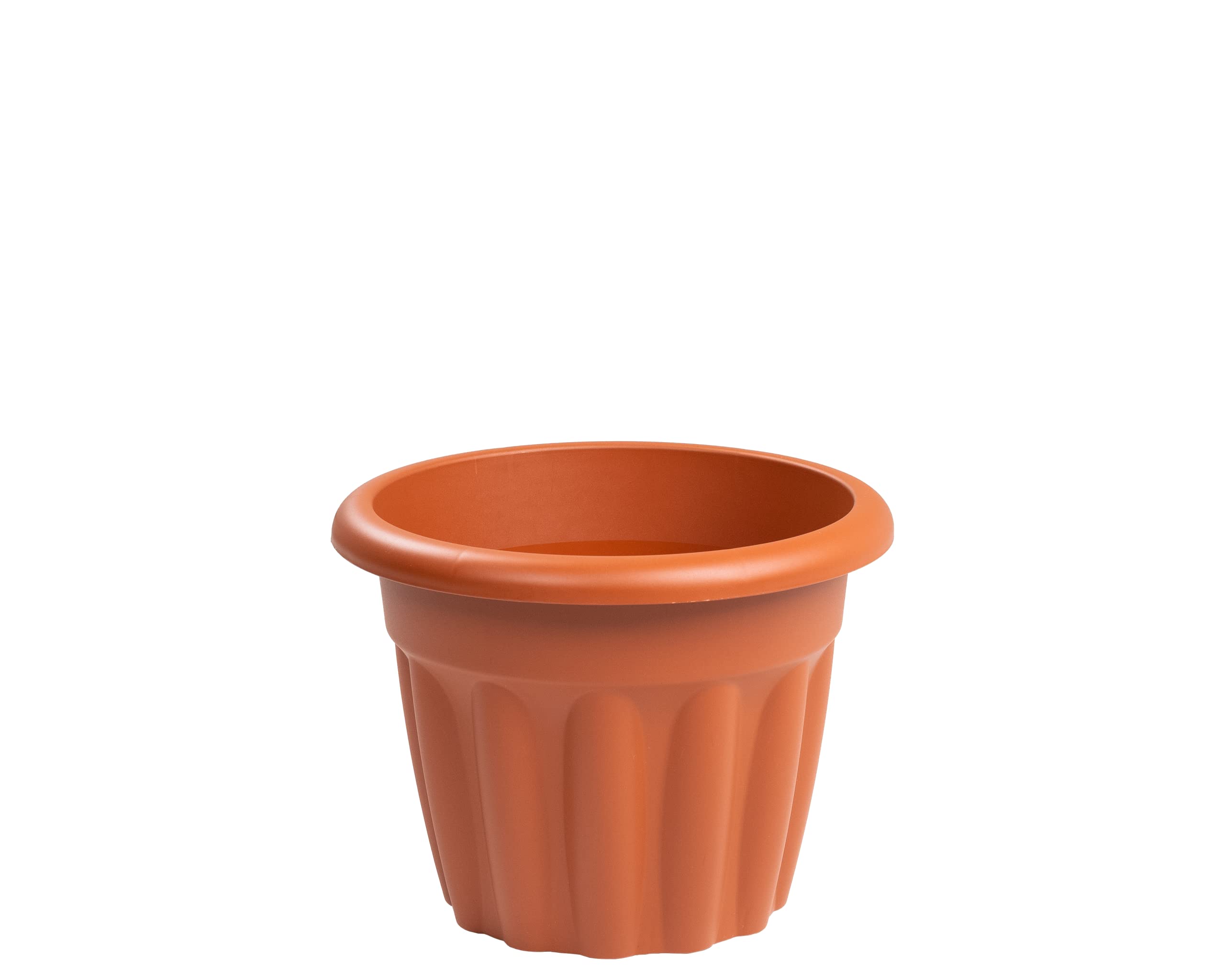 JMS we create smile 1 x Plastic Round Terracotta Planter Indoor/Outdoor Plant Pot Lightweight Weather Resistant Garden Planters Plant Herb Flower Nursery Pot Gardening (33 CM)