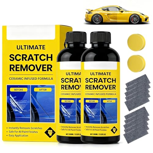 2Pcs Scratch Remover 3.53 Fl Oz Plastic Polish Scratchs Removers Professional Grade Car Scratch Repair Remover All Paint Colors Polishing Kit Quick Repair Scratches and Restore Shine