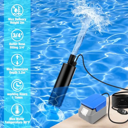 Image of Cordless Submersible Water Pump for Makita 18V Battery,635GPH Portable Transfer Water Pump for Camping Tub Garden RV Pond Draining Job Sites(No Battery)
