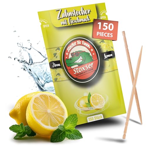 Stoxser 150 x wykałaczka o smaku cytryny, rewolucja smaku, wykałaczka o smaku bez gumy do żucia, wspiera pastę do zębów, usuwanie kamienia nazębnego, nić dentystyczna, bez cukru