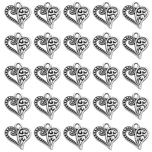 Pendentifs cœur vintage pour bijoux : lot de 60 breloques en alliage sculpté au design rétro