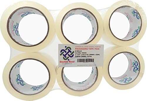 Thick (2.6 Mil) Double Bond Commercial Grade Heavy Duty Packing Tape, 1.88 Inch Width x 54.6 Yards Length (48mm x 50m), 6-Pack, Clear (7026)
