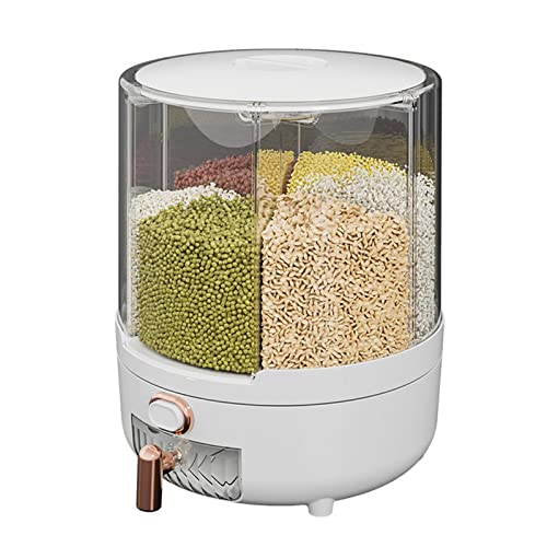 CINASA Secchio Per Riso A Griglia RotanteDispenser Per Riso, Facile Da Pulire Secchio Per Riso A Griglia Rotante, Scatola Per La Conservazione Di Cereali Per Uso Alimentare Per Riso E