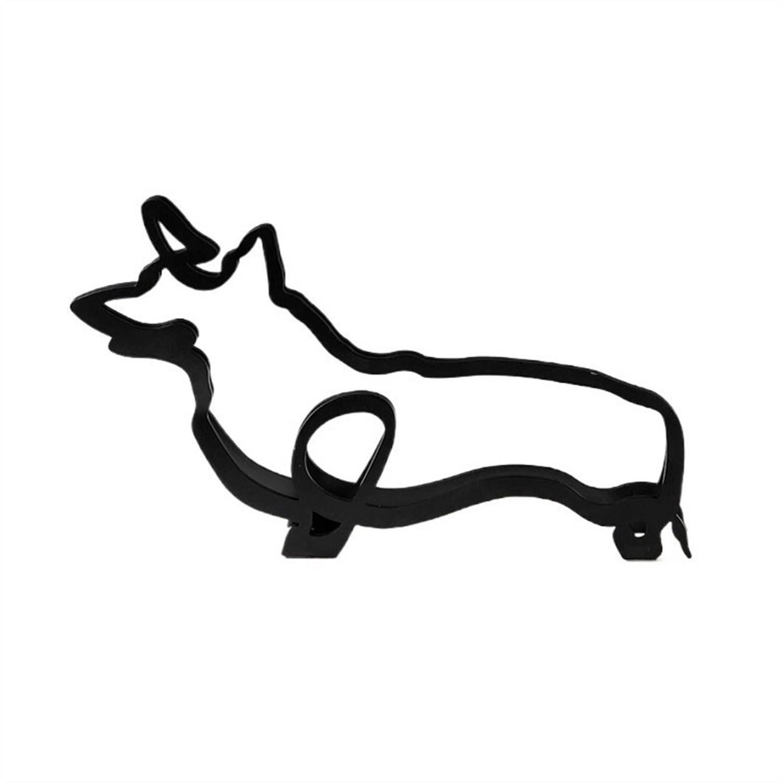 ZENY896V Sculptures Desktop Ornaments Modern Iron Lines Dog Crafts Home Decorations Decor(E)